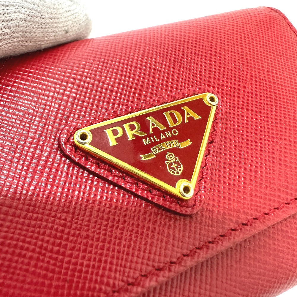 プラダ PRADA 6連 1M0222 トライアングルロゴ 三角ロゴ プレート 鍵 キーケース サフィアーノレザ－ レッド