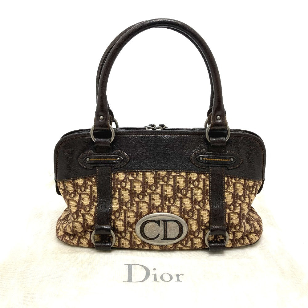 Christian Dior トロッター CDロゴ ヴィンテージ セミショルダー ハンドバッグ レザー/キャンバス レディース - brandshop-reference