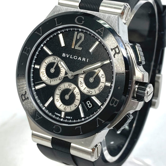 BVLGARI DG42SCCH クロノグラフ ディアゴノ セラミック 自動巻き デイト 腕時計 SS メンズ - brandshop-reference