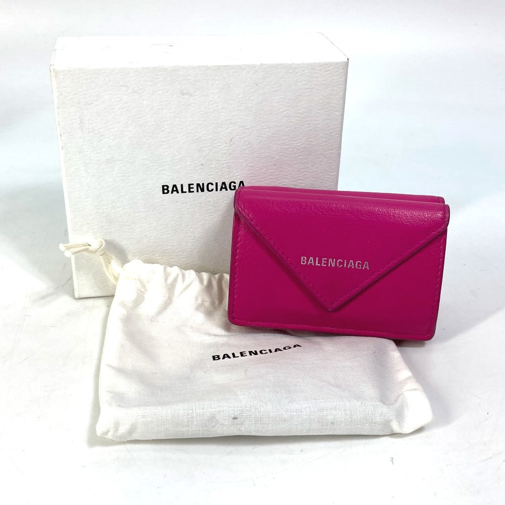 BALENCIAGA 391446 ロゴ ペーパー ミニ コンパクトウォレット 3つ折り ...