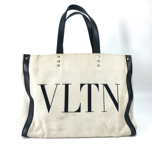 VALENTINO VLTN ロゴ スタッズ ショルダーバッグ トートバッグ レザー/キャンバス メンズ - brandshop-reference