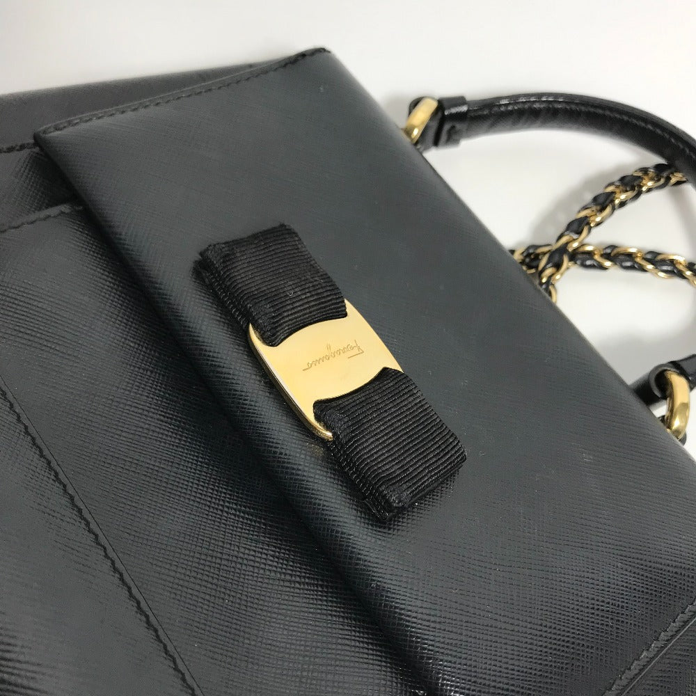 Salvatore Ferragamo 2WAY チェーン ヴァラ リボン りぼん ハンドバッグ 斜め掛け ショルダーバッグ レザー レディース - brandshop-reference