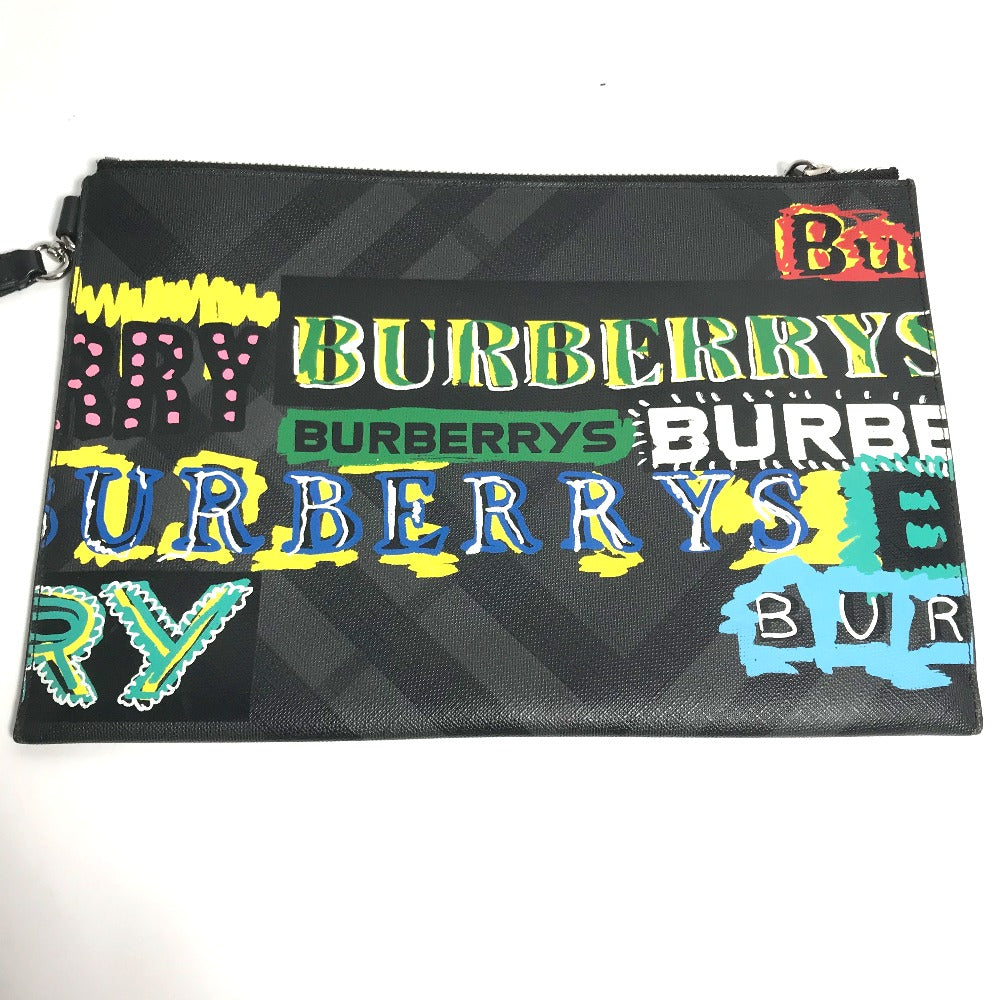 BURBERRY グラフィティ チェック ポーチ ストラップ付 クラッチバッグ レザー レディース - brandshop-reference