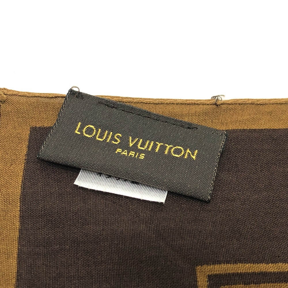 ファッション小物ルイヴィトン LOUIS VUITTON SUPREMEコラボ バンダナ MP1889 モノグラム スカーフ ハンカチ コットン ブラウン 美品
