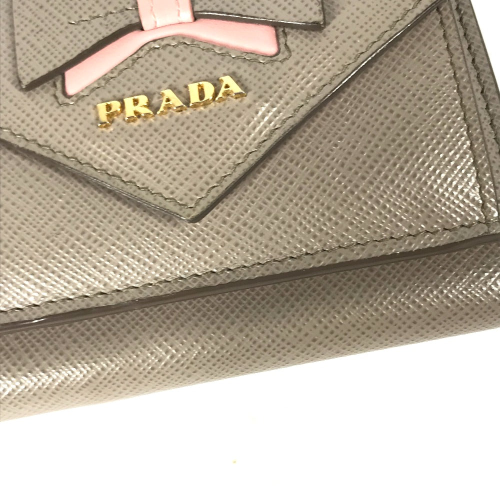 PRADA 1MH021 コンパクトウォレット リボン サフィアーノ バイカラー 3つ折り財布 レザー レディース - brandshop-reference