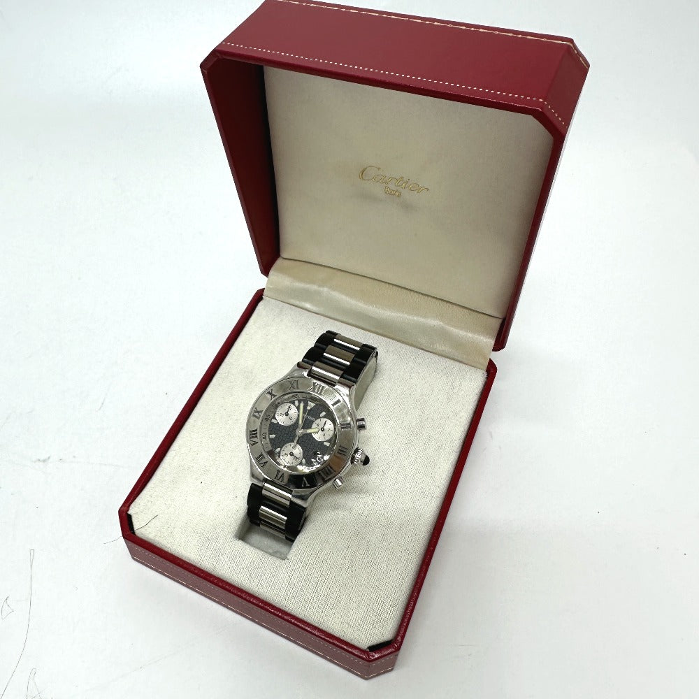 CARTIER W10125U2  マスト21 クロノスカフ クォーツ デイト 腕時計 SS メンズ - brandshop-reference