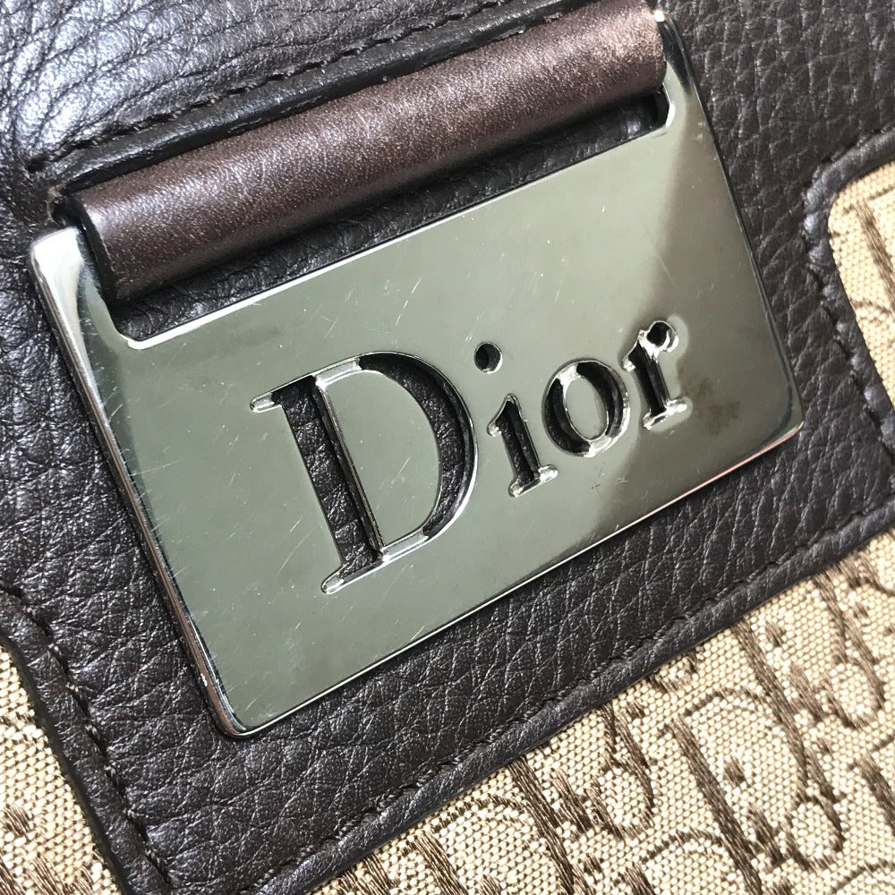 クリスチャンディオール Christian Dior トロッター 08-BO-0027 ストリートシック ハンドバッグ トートバッグ キャンバス/レザー ブラウン