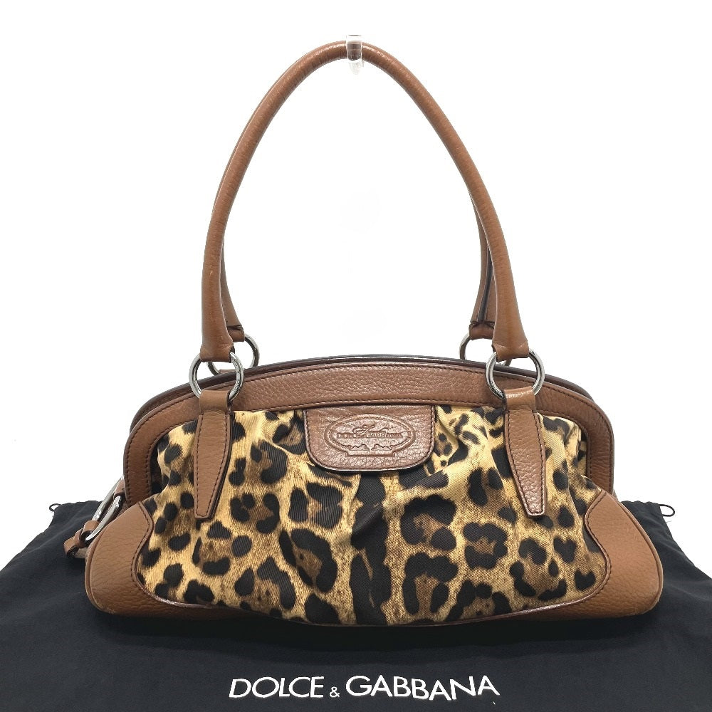 Dolce & Gabbana Leopard Semi -Choulder bahu Boston Bag Leather