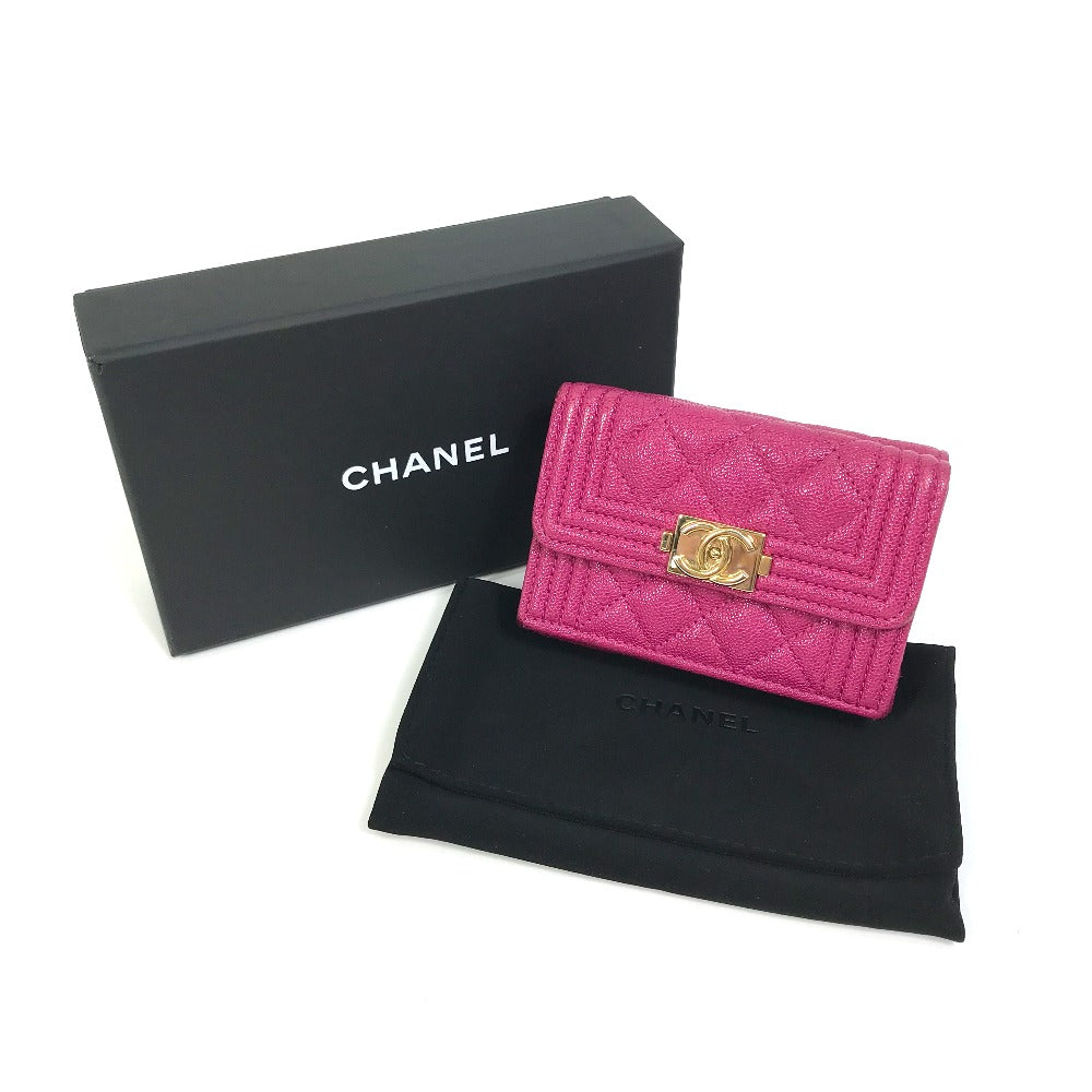 シャネル 三つ折財布 ボーイシャネル A84432 ココマーク CHANEL コンパクトウォレット 財布 ピンク