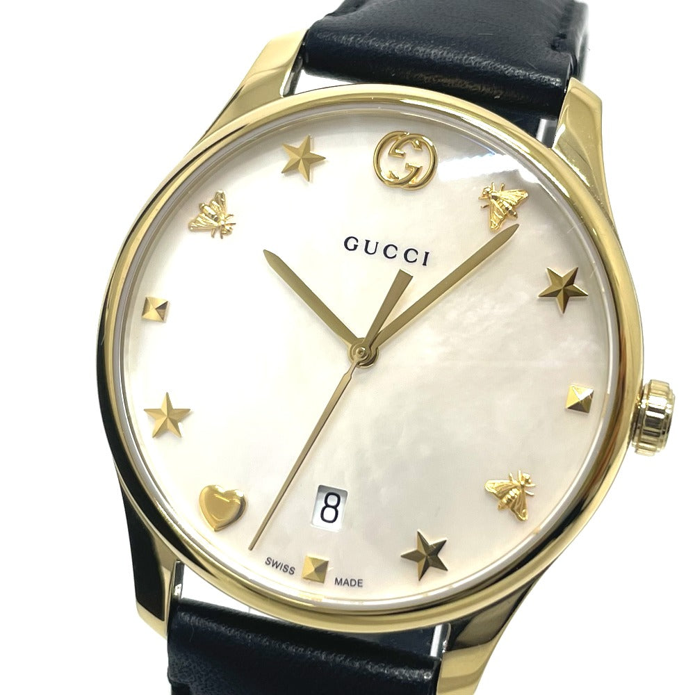 GUCCI YA126.4 マザーオブパール クォーツ デイト 腕時計 SS レディース - brandshop-reference