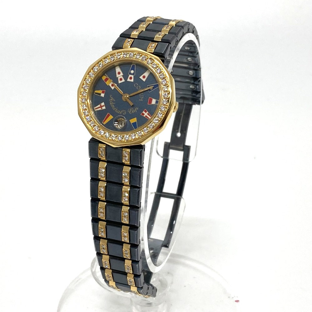 CORUM 446086 ガンブルー アドミラルズカップ ダイヤベゼル クオーツ 腕時計 SS/YG レディース - brandshop-reference