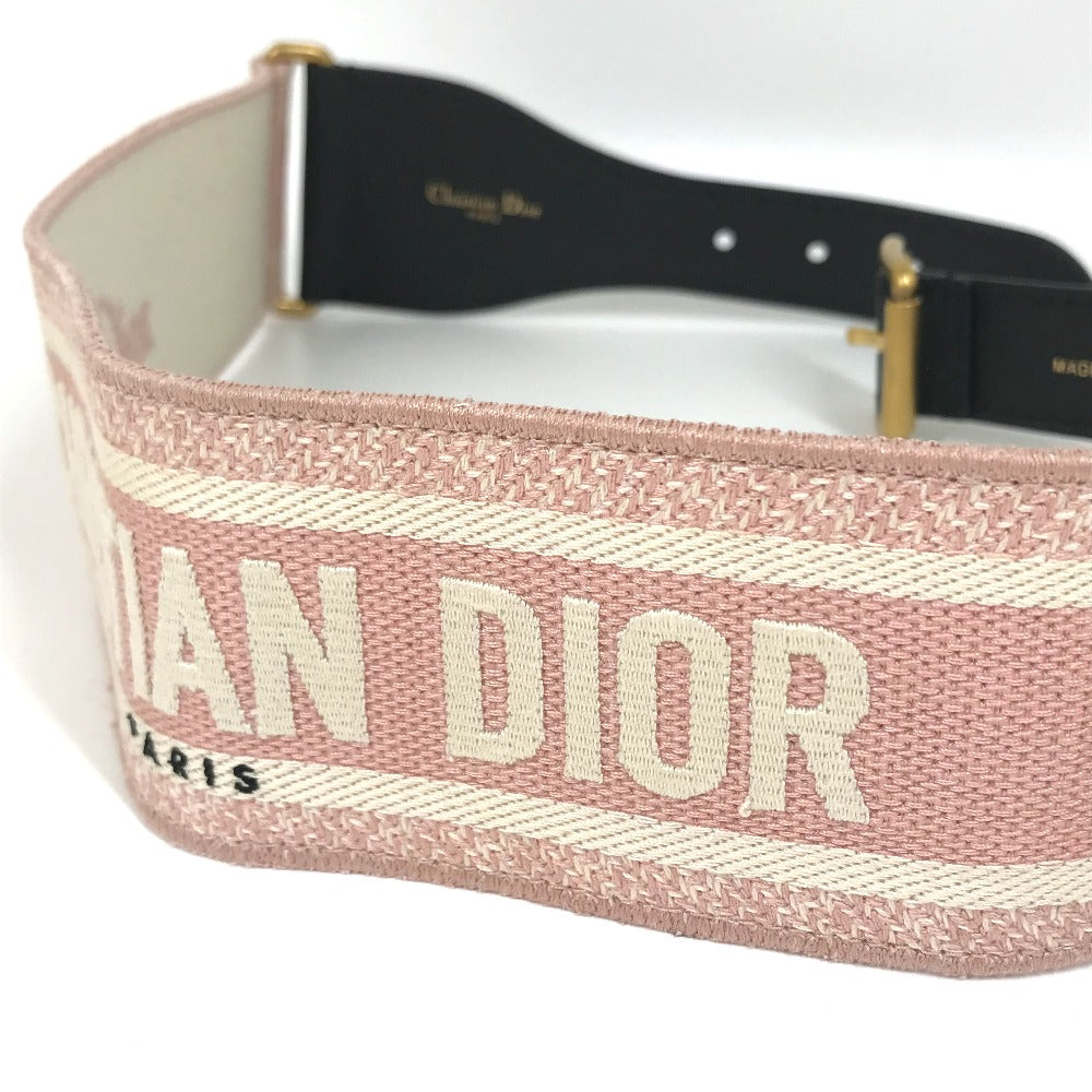 Dior エンブロイダリー ロゴ 太ベルト 幅広 ベルト キャンバス/レザー レディース - brandshop-reference
