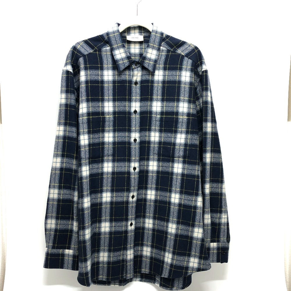 CELINE 2C555198O チェック Checked Wool Loose Shirt 長袖シャツ ウール メンズ - brandshop-reference