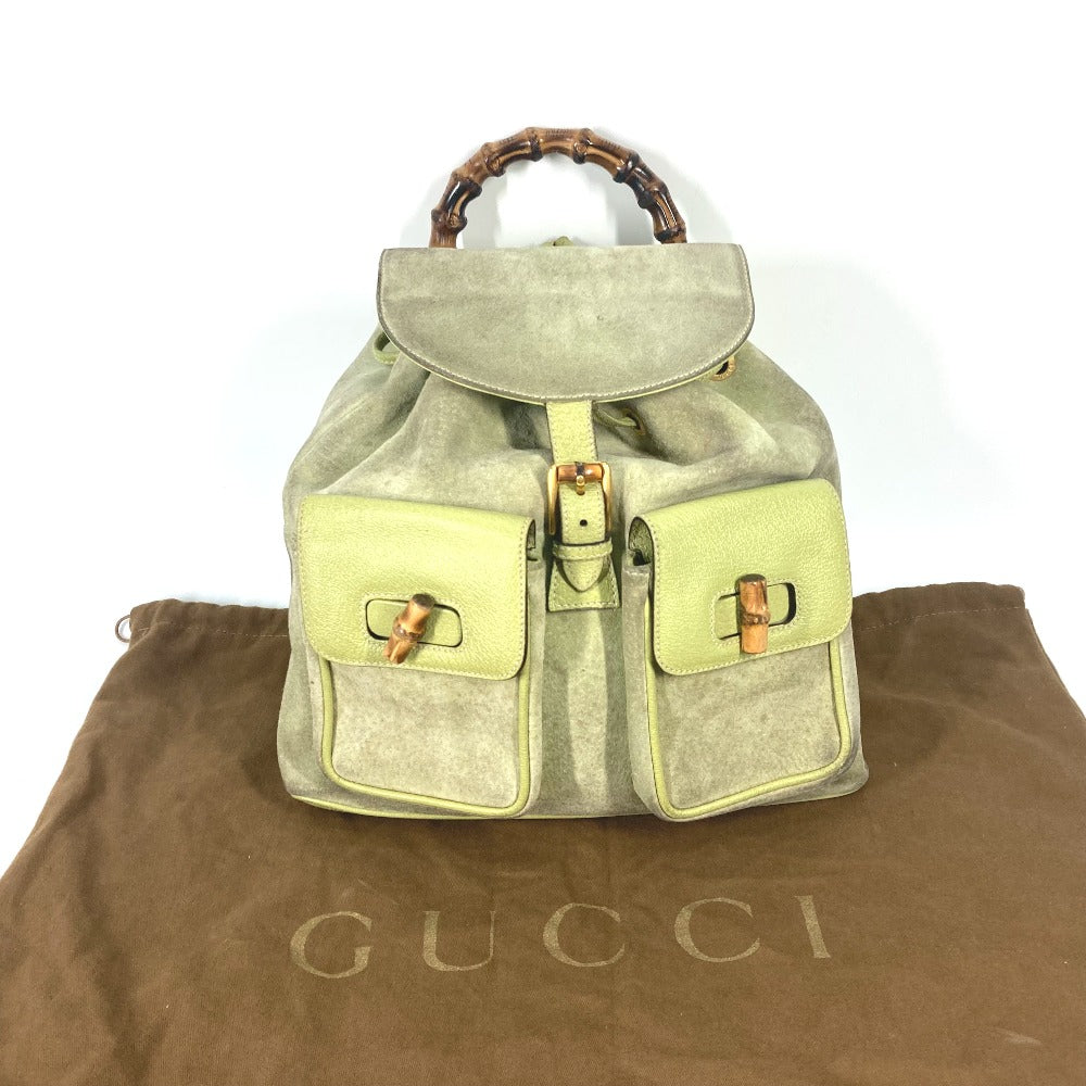 GUCCI 003.1119 バンブー バックパック ヴィンテージ カバン リュックサック スエード レディース - brandshop-reference